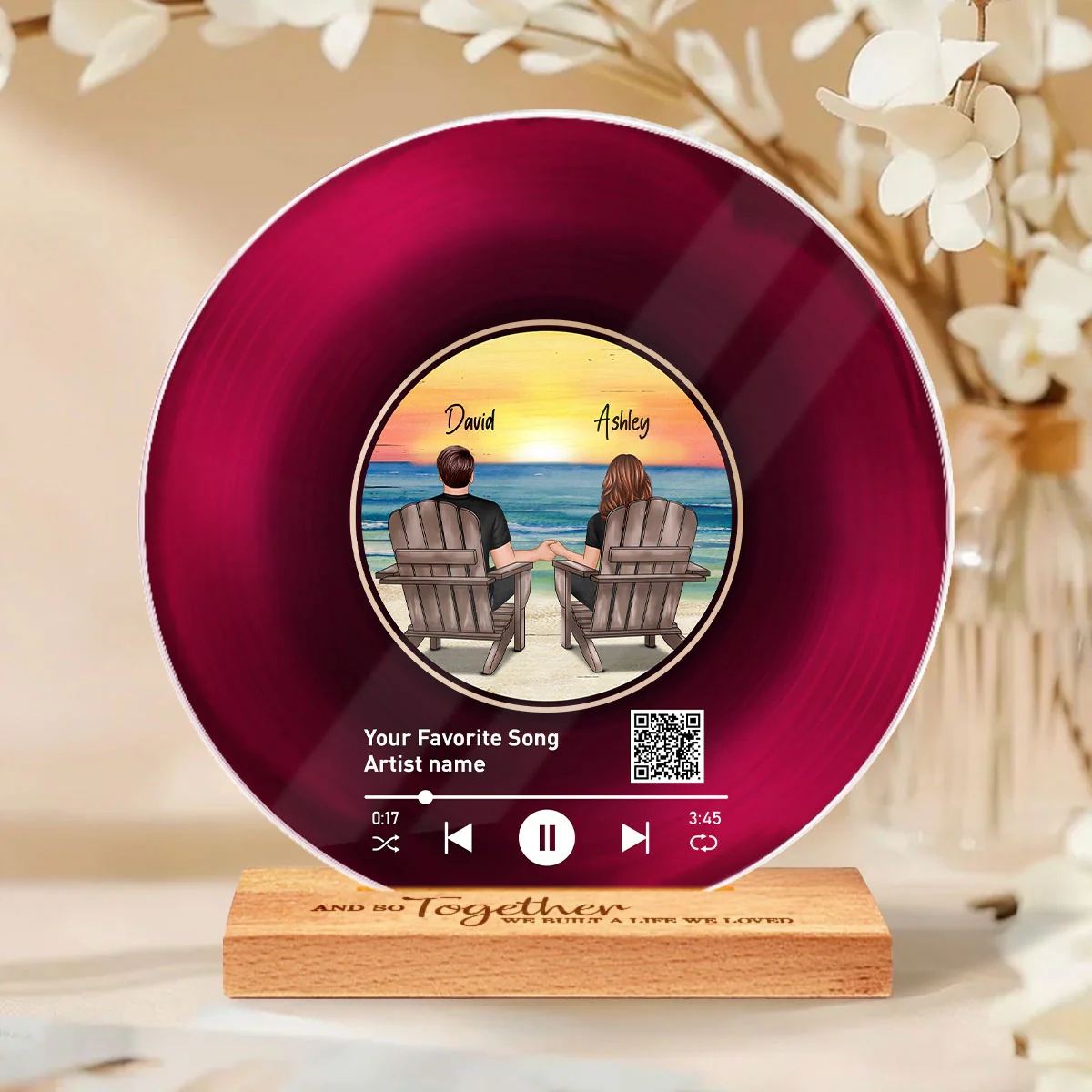 Couple Beach Landscape Personalized Acrylic Song Plaque,  Gift, Anniversary Gift For Couple, For Him, For Her, Husband, Wife - Image 3