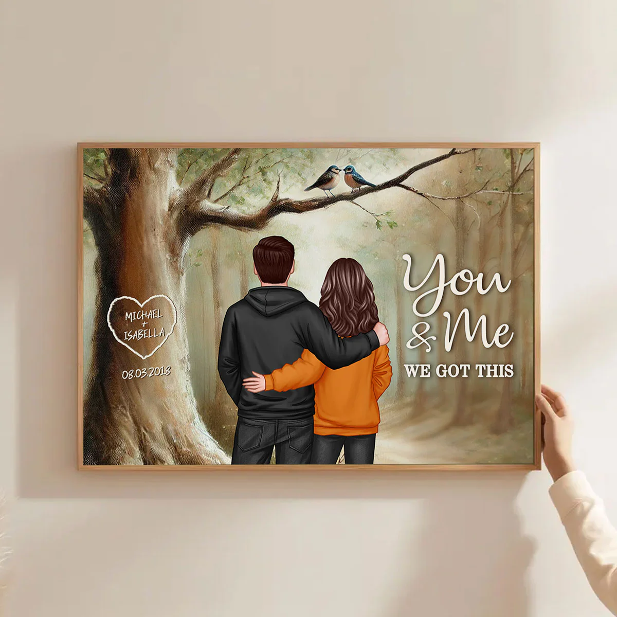 Couple Birds On Tree Personalized Poster, Anniversary, Gift for him, Gift for her - Image 4