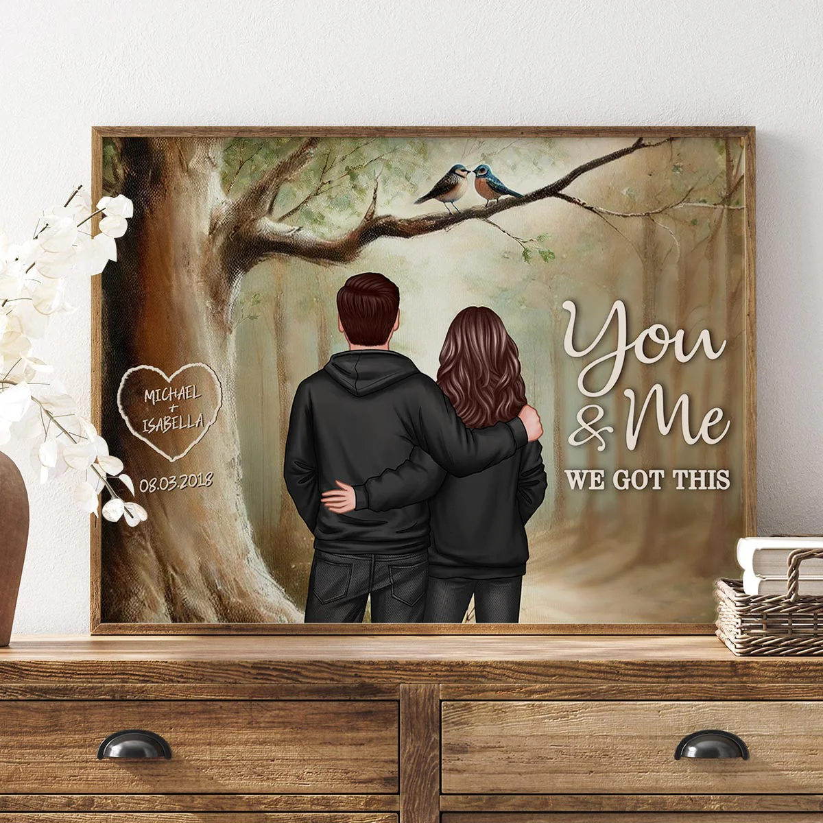 Couple Birds On Tree Personalized Poster, Anniversary, Gift for him, Gift for her - Image 5