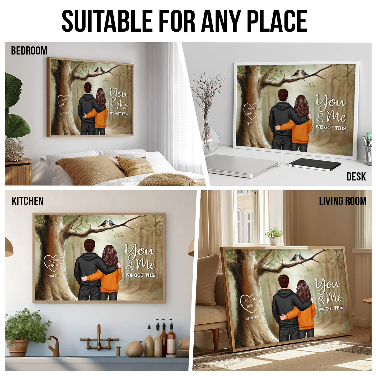 Couple Birds On Tree Personalized Poster, Anniversary, Gift for him, Gift for her - Image 7