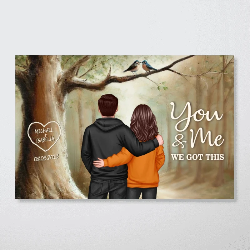 Couple Birds On Tree Personalized Poster, Anniversary, Gift for him, Gift for her - Image 9