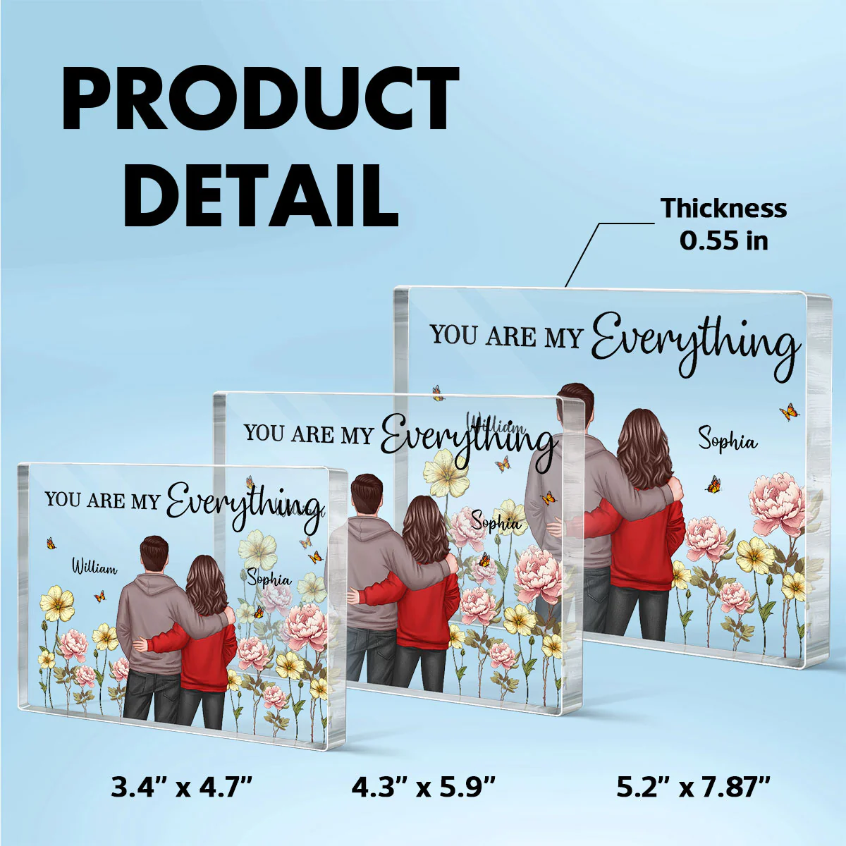 Couple Birth Month Flower Personalized Rectangle Acrylic Block Plaque, Heartfelt Gift For Couple, For Him, For Her, Boyfriend, Girlfriend, Husband, Wife - Image 5