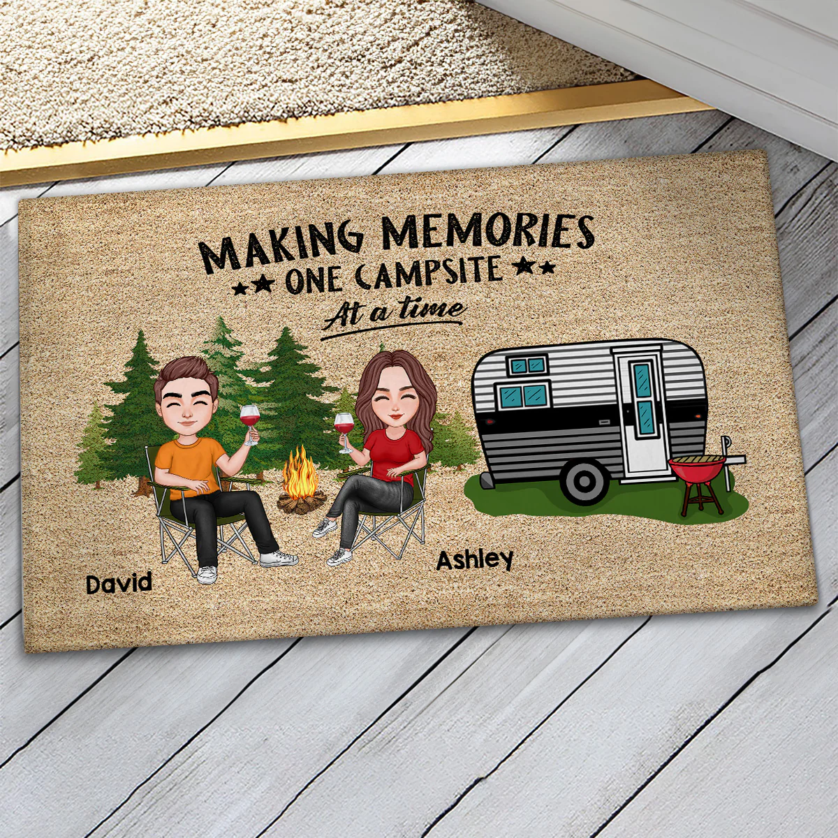 Couple Camping Personalized Doormat - Image 3