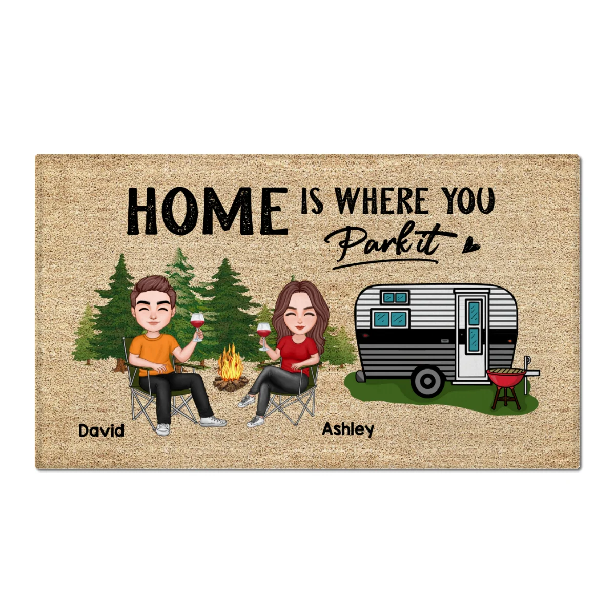 Couple Camping Personalized Doormat - Image 6