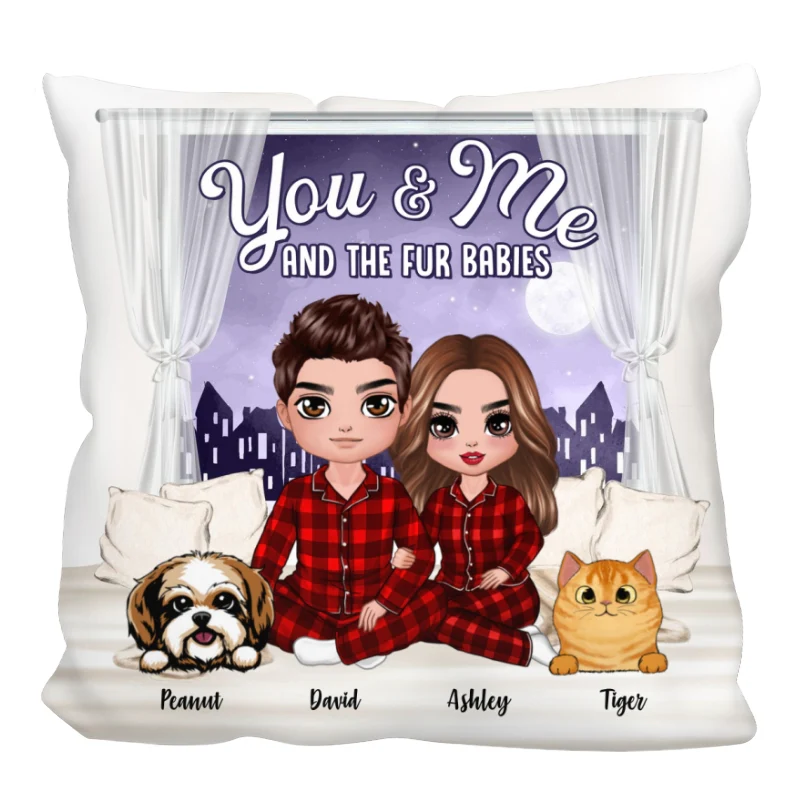 Couple Cats Dogs Window Personalized Pillow - Image 3
