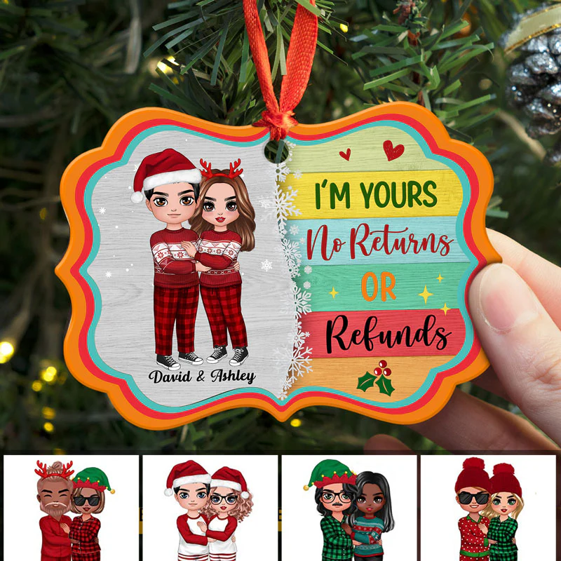 Couple Colorful Palette I‘m Yours Personalized Christmas Ornament - Image 2
