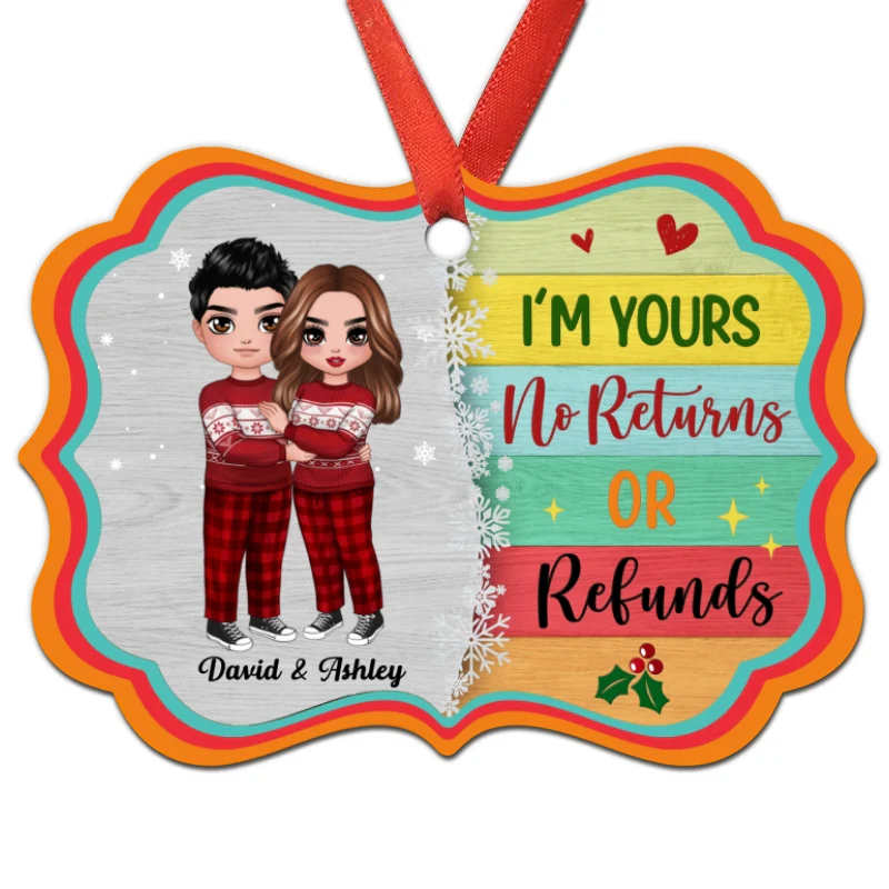 Couple Colorful Palette I‘m Yours Personalized Christmas Ornament - Image 3