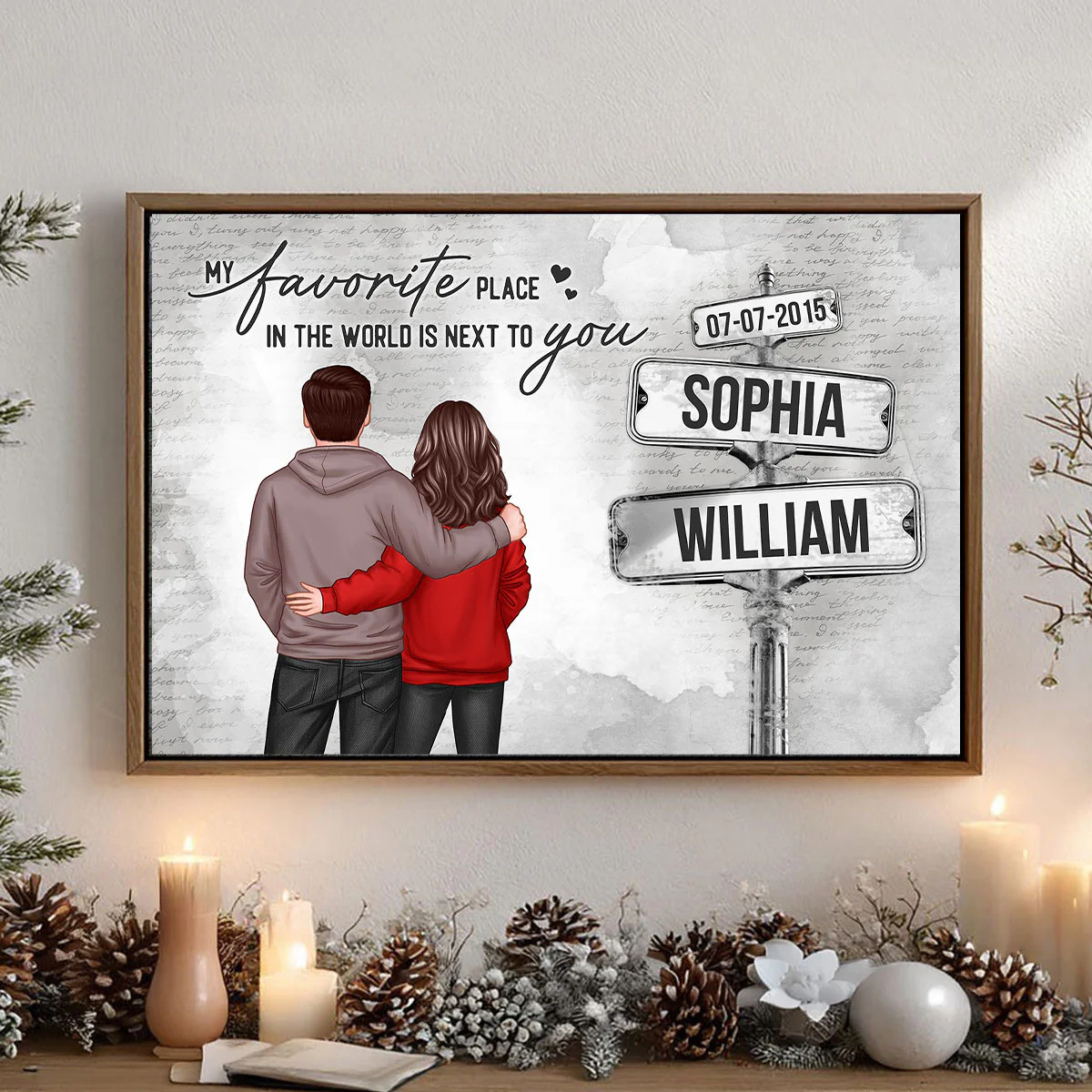 Couple Custom Name Sign Post - Personalized Poster - Perfect Gift for him, Gift for her - Image 2