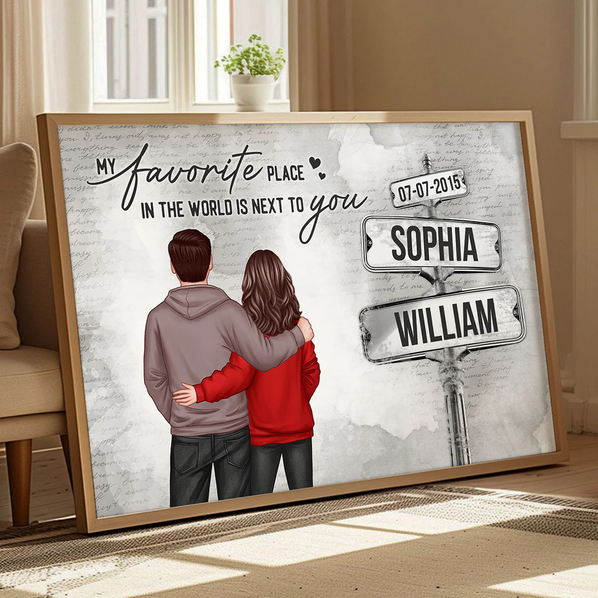 Couple Custom Name Sign Post - Personalized Poster - Perfect Gift for him, Gift for her - Image 6