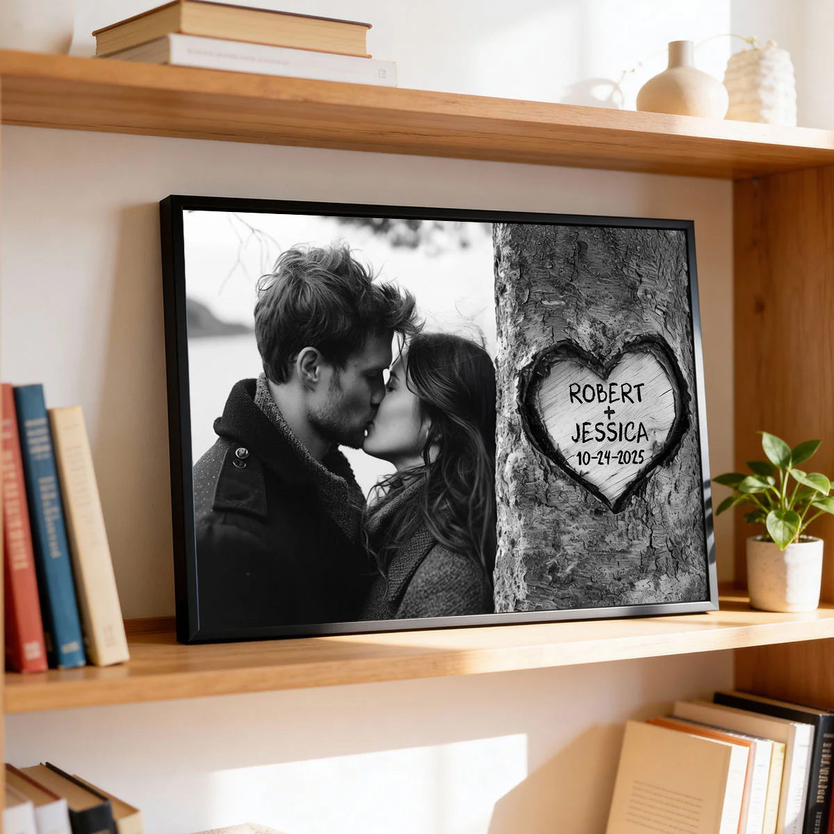 Couple Custom Photo Heart Carved Tree - Personalized Poster - Anniversary Gift, Valentine's Gift For Him, For Her - Image 11