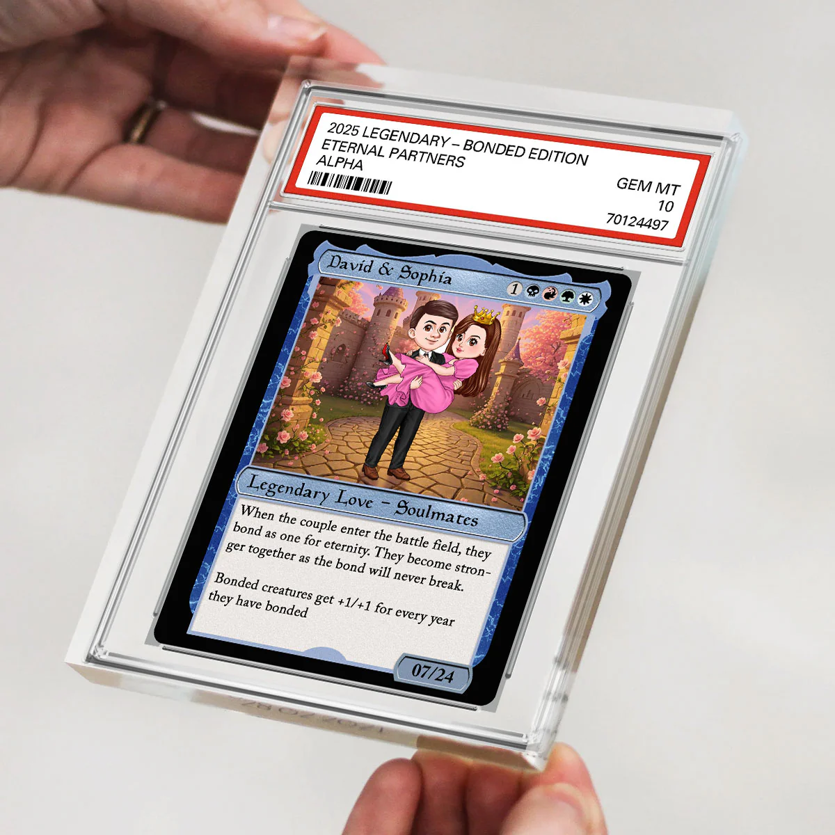 Couple Cute Cartoon Fantasy Trading Card Style Personalized Acrylic Block Plaque, Gift For Couple - Image 4