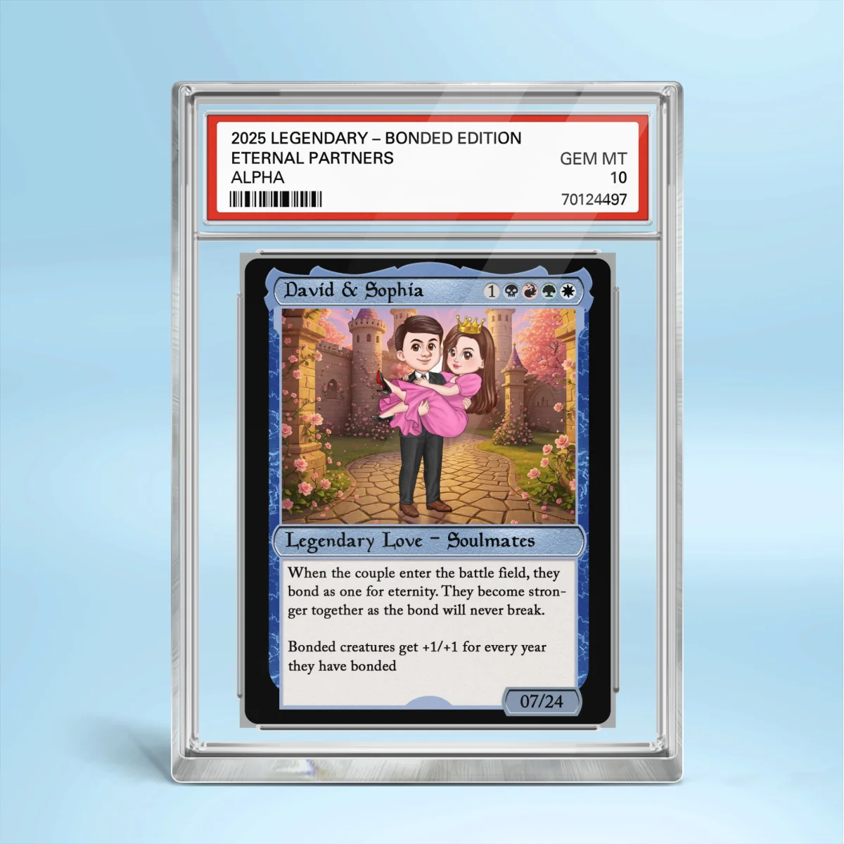 Couple Cute Cartoon Fantasy Trading Card Style Personalized Acrylic Block Plaque, Gift For Couple - Image 8