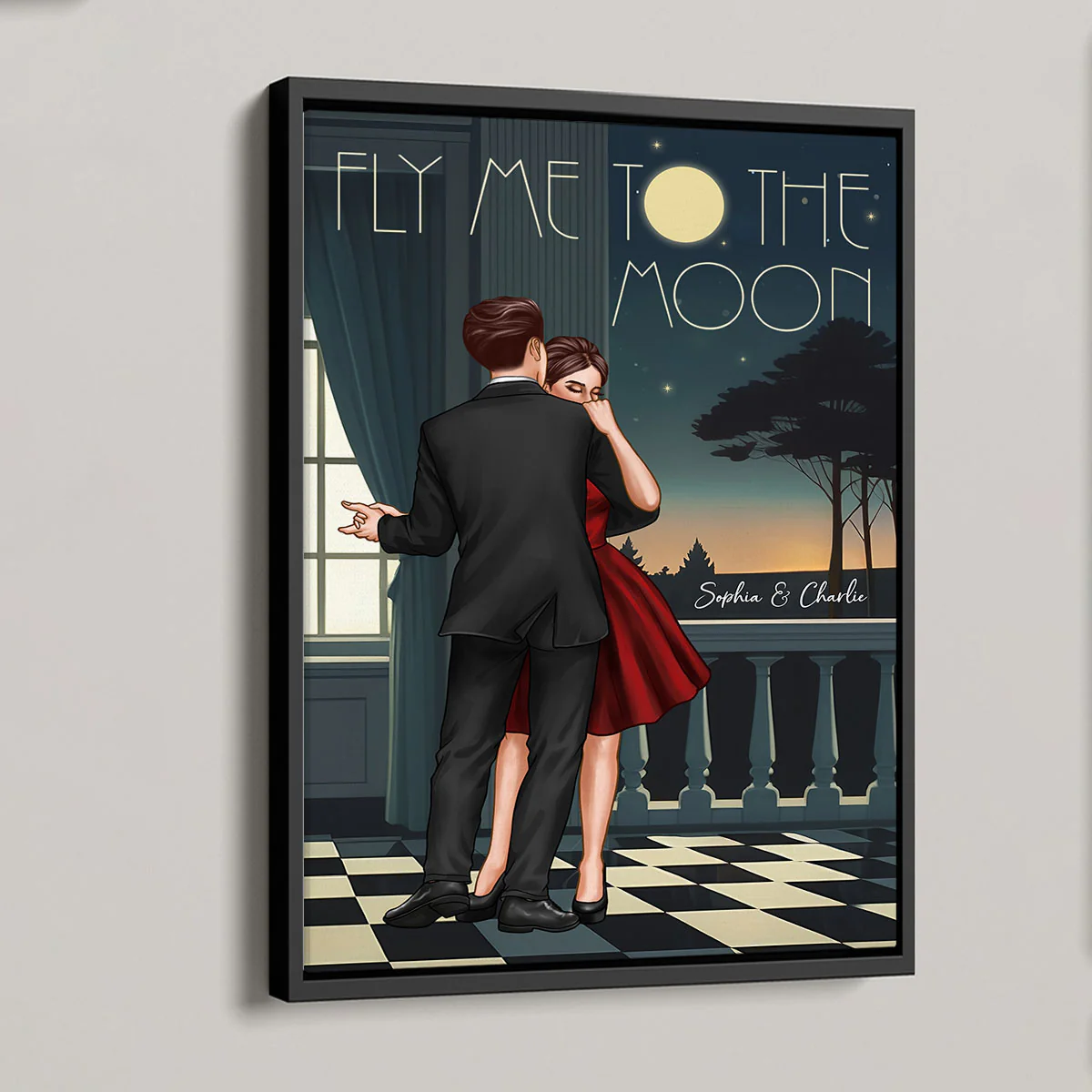Couple Dancing In Moonlight Couple Anniversary Gift  Gift Personalized Poster - Image 2