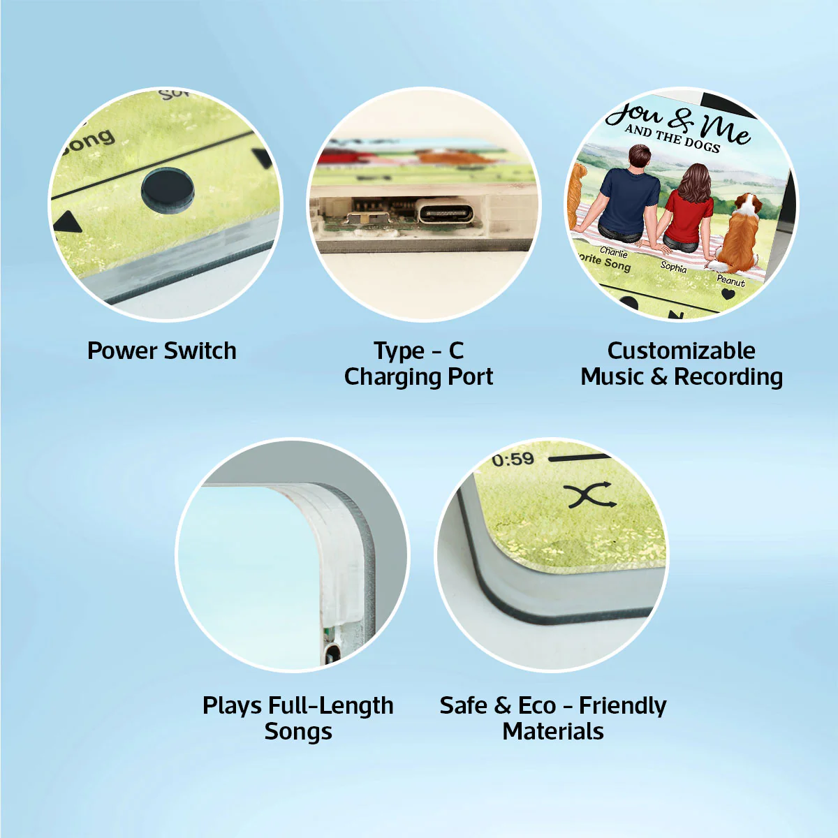 Couple & Dog Picnic In Park Personalized Music Fridge Magnet, Gift For Him, For Her - Image 7
