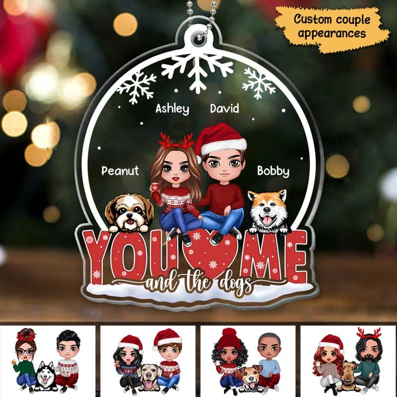 Couple Dogs We Got This Snow Globe Christmas Personalized Acrylic Ornament - Image 3