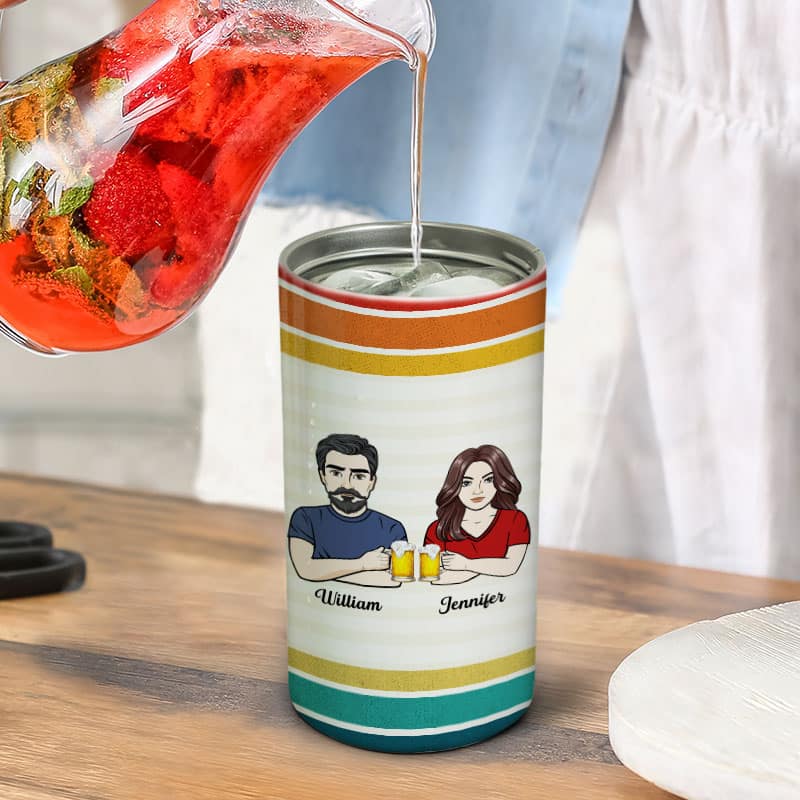 Couple Drinking Buddies Personalized 4 In 1 Can Cooler - Image 6