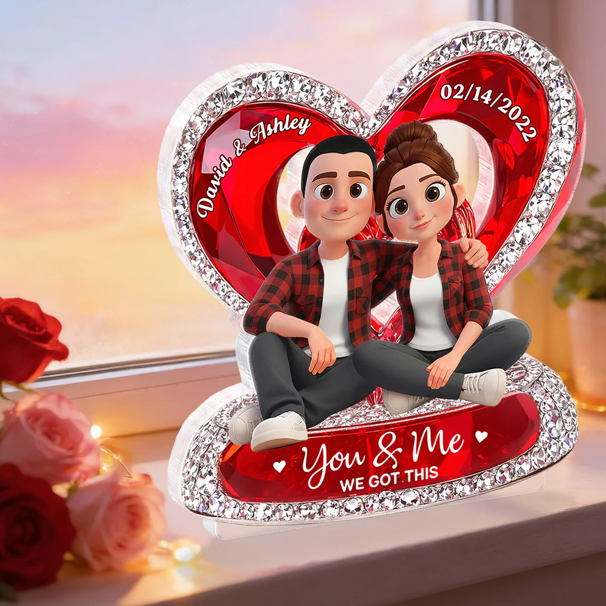 Couple Eternal Love 3D Shiny Effect - Personalized Acrylic Block Plaque - Heartfelt Valentine's Day Gift for Her, for Him - Image 4