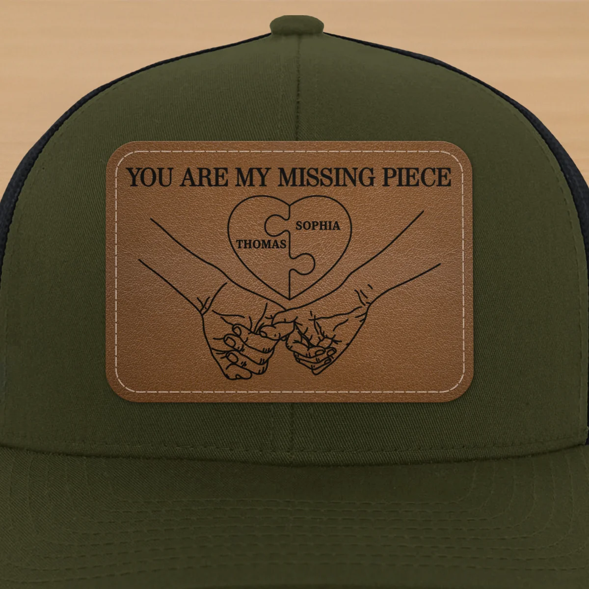 Couple Eternal Love You Are My Missing Piece - Personalized Leather Patch Hat - Valentine's Day Gift For Couple, For Him, Her - Image 13