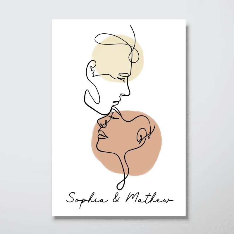 Couple Face Outline Personalized Poster Gift For Him, Gift For Her - Image 3