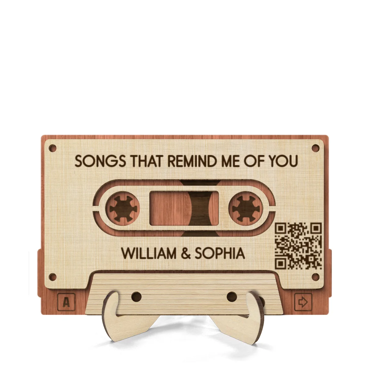 Couple Favorite Playlist Mixtape QR Code Anniversary Gift Valentine‘s Day Gift Personalized 2-Layer Wooden Plaque - Image 8