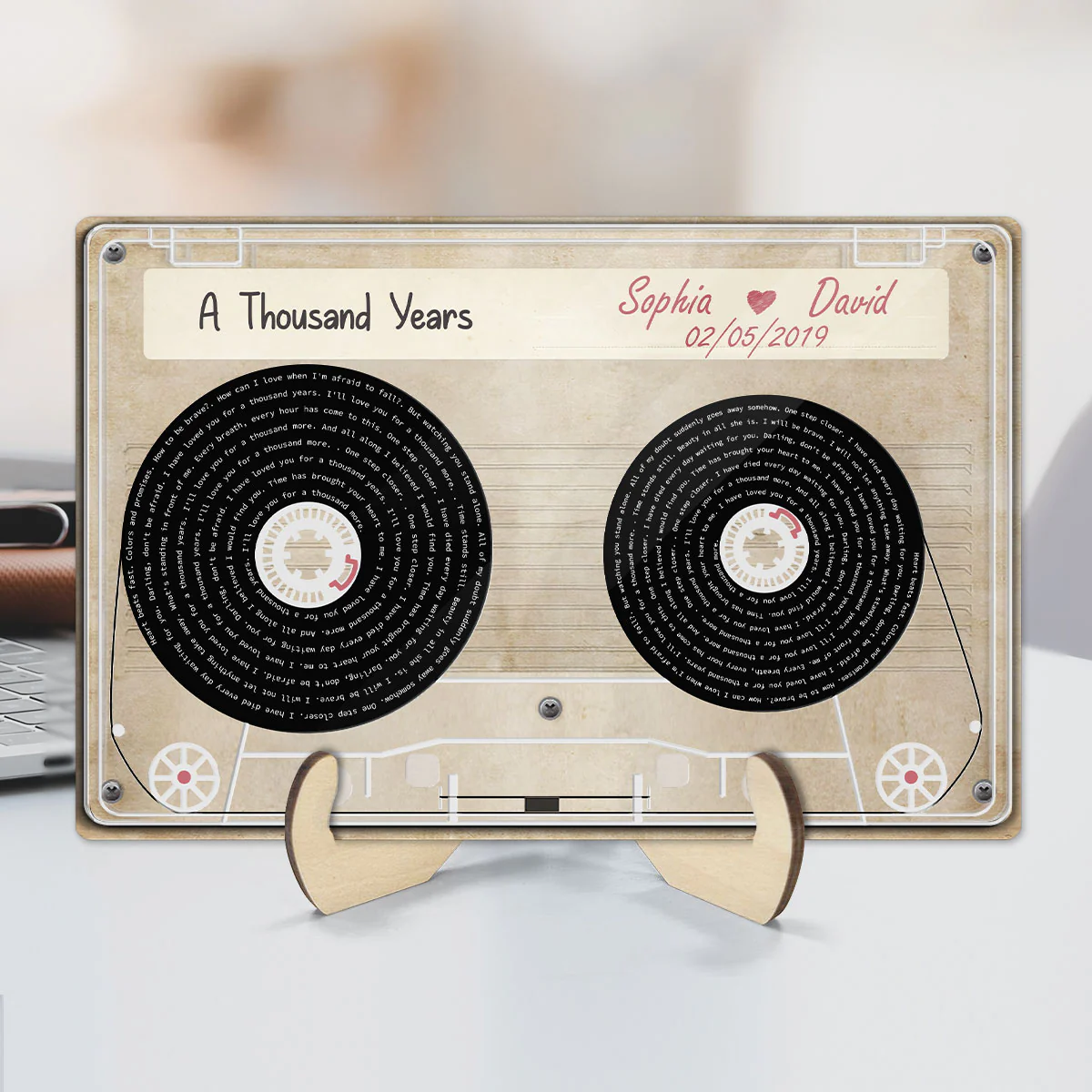 Couple Favorite Song Lyrics Cassette Tape Valentine's Day, Wedding, Anniversary, Unique Gift for Him or Her Personalized 2-Layer Plaque