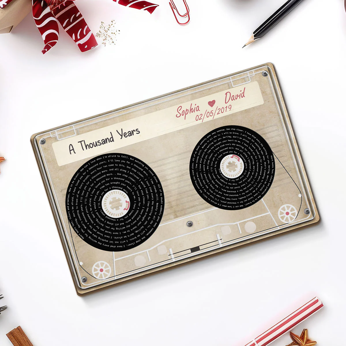 Couple Favorite Song Lyrics Cassette Tape Valentine's Day, Wedding, Anniversary, Unique Gift for Him or Her Personalized 2-Layer Plaque - Image 5
