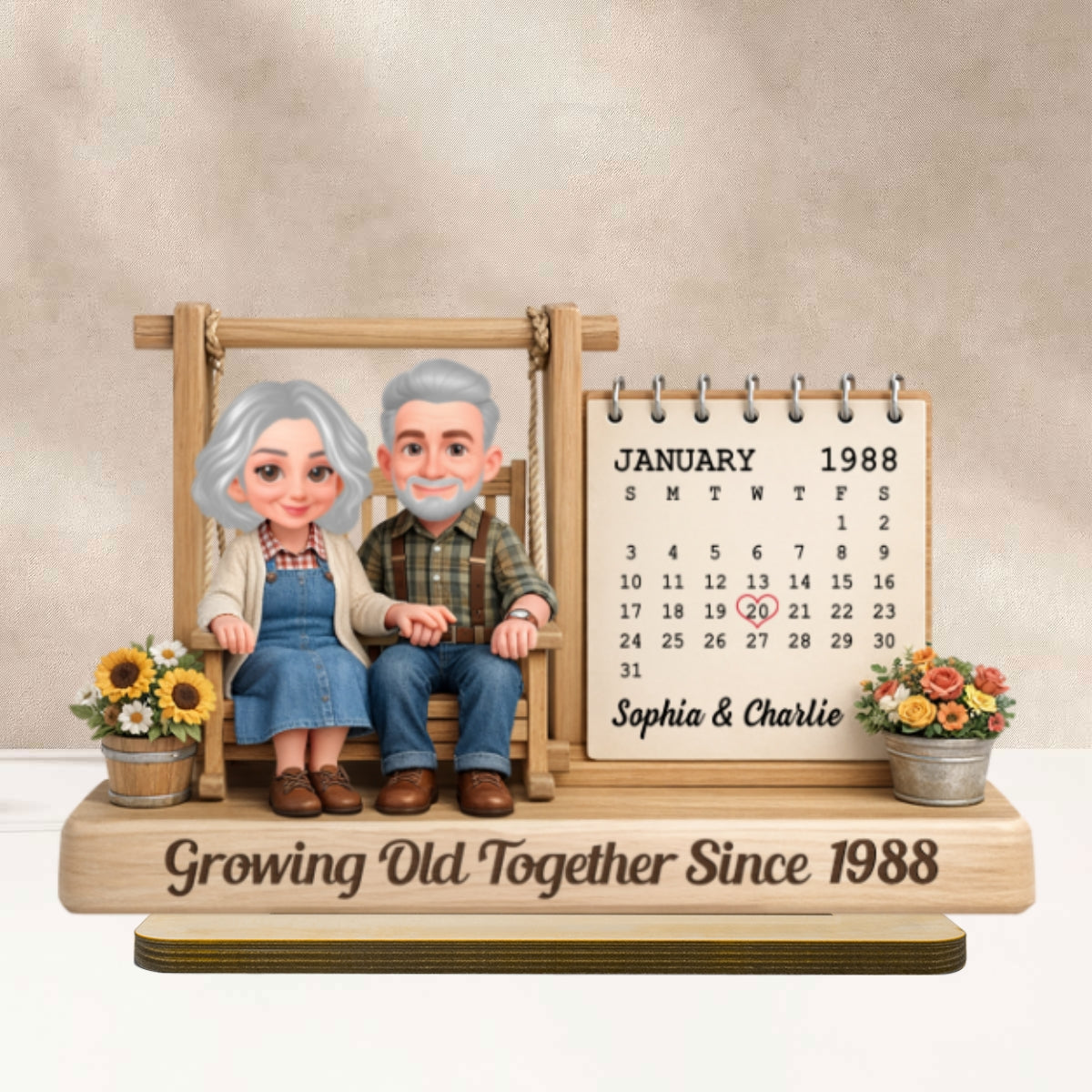 Couple Growing Old Together - Personalized Wooden Plaque - Sentimental Anniversary Gift for him, for her - Image 8