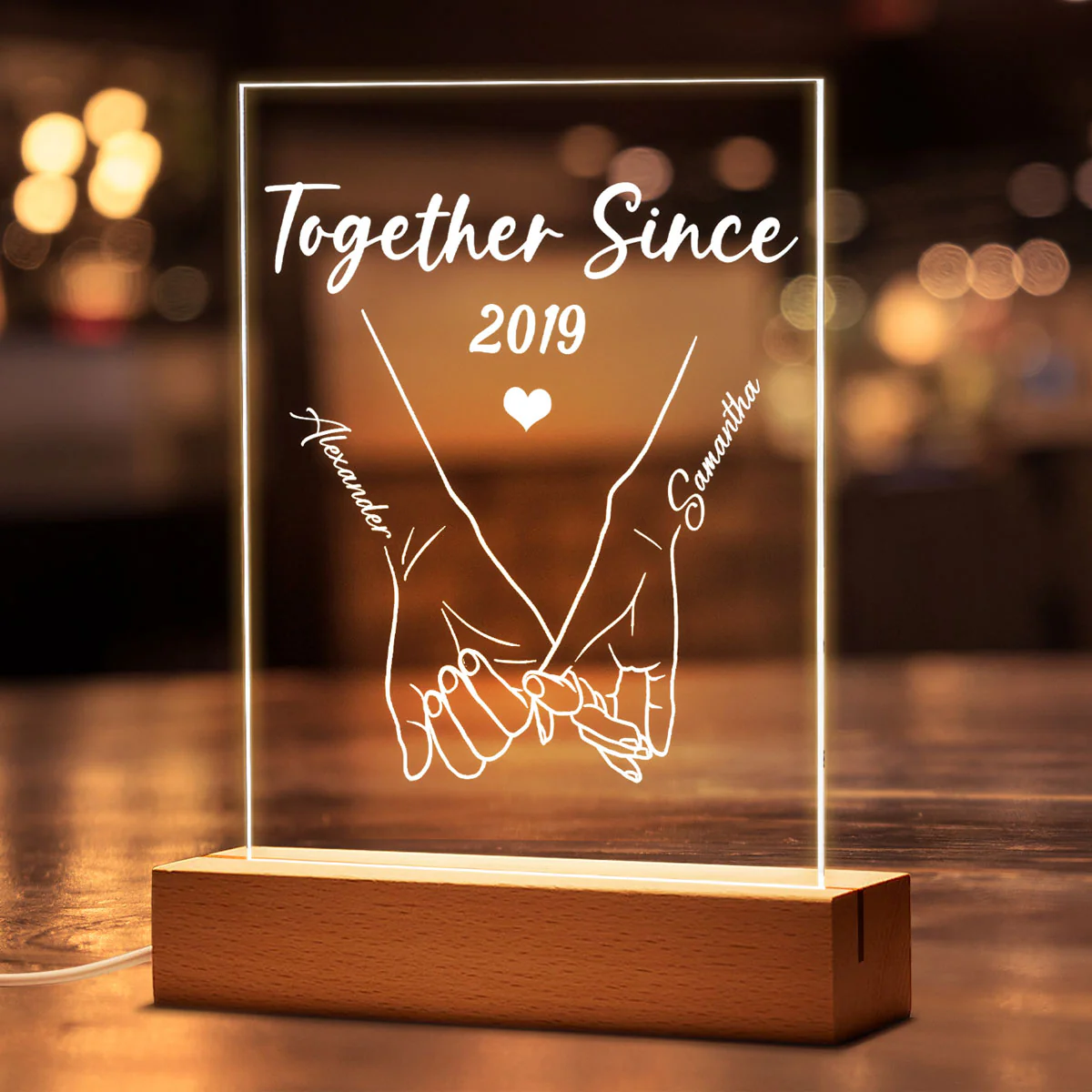 Couple Hand In Hand Outline Together Since Personalized Rectangle Acrylic Plaque - Valentine‘s Day Gift - Anniversary Gift For Her - Gift For Him - Image 3