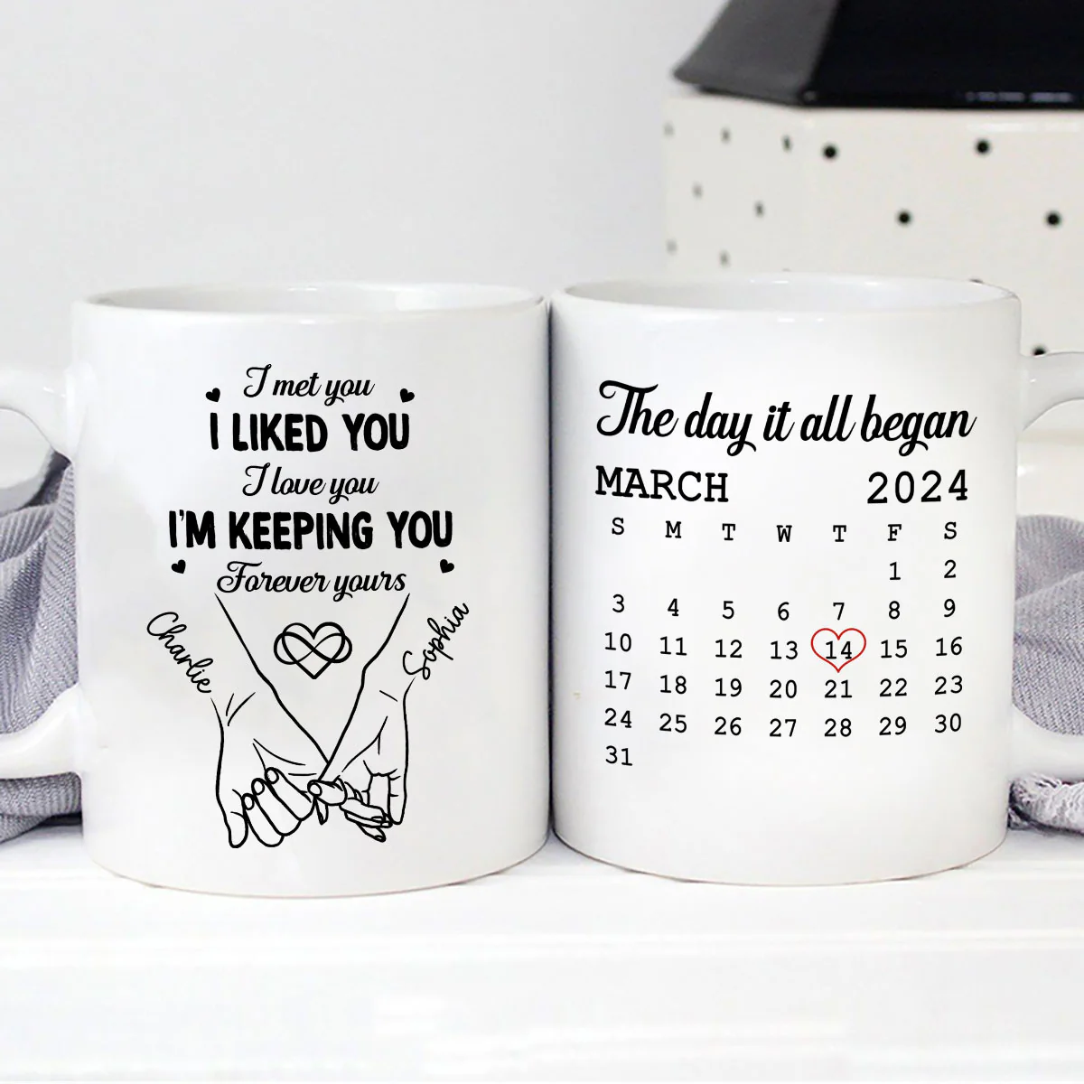 Couple Hand in Hand Gift Anniversary Calendar Keepsake Wedding Gift Personalized Mug - Image 7