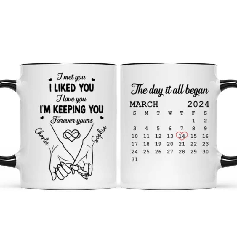 Couple Hand in Hand Gift Anniversary Calendar Keepsake Wedding Gift Personalized Mug - Image 9