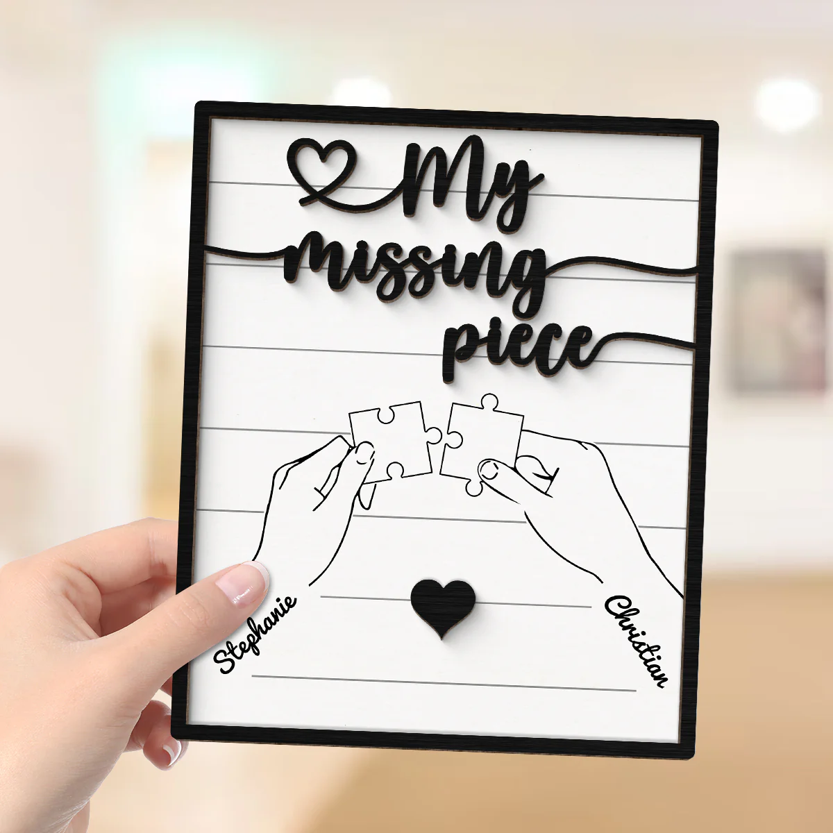 Couple Hands Holding Puzzle Personalized 2-Layer Wooden Plaque, Gift For Him, Gift For Her - Image 4
