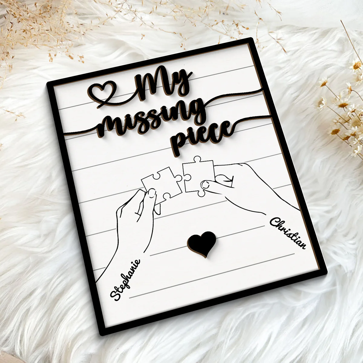 Couple Hands Holding Puzzle Personalized 2-Layer Wooden Plaque, Gift For Him, Gift For Her - Image 5