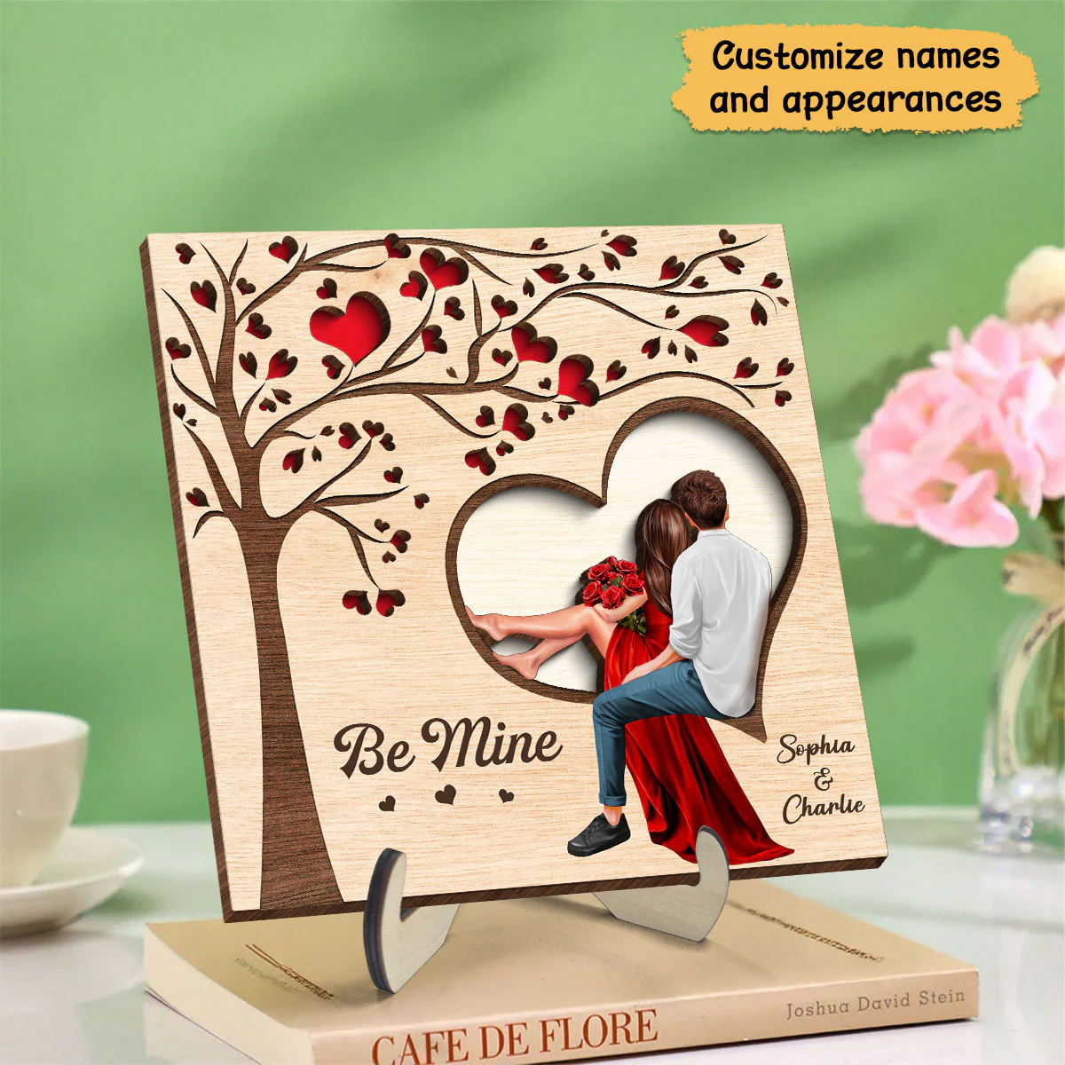 Couple Heart Tree Engraved Personalized 2-Layer Wooden Plaque, Valentine‘s Day Gift, Anniversary Gift For Him, For Her - Image 2