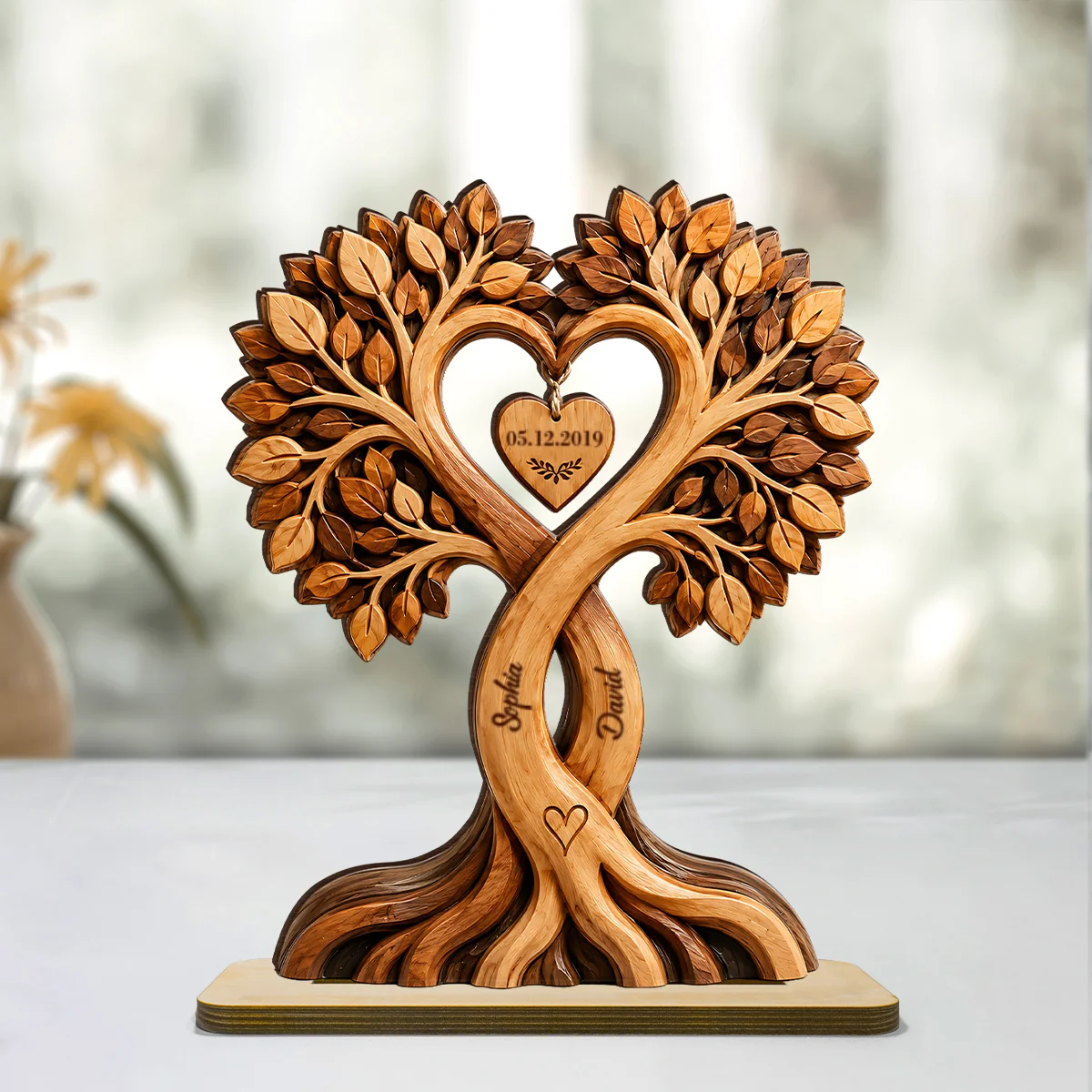 Couple Heart Tree - Personalized 2-Layered Wooden Plaque - Anniversary Gift for Him, Gift for Her - Image 10