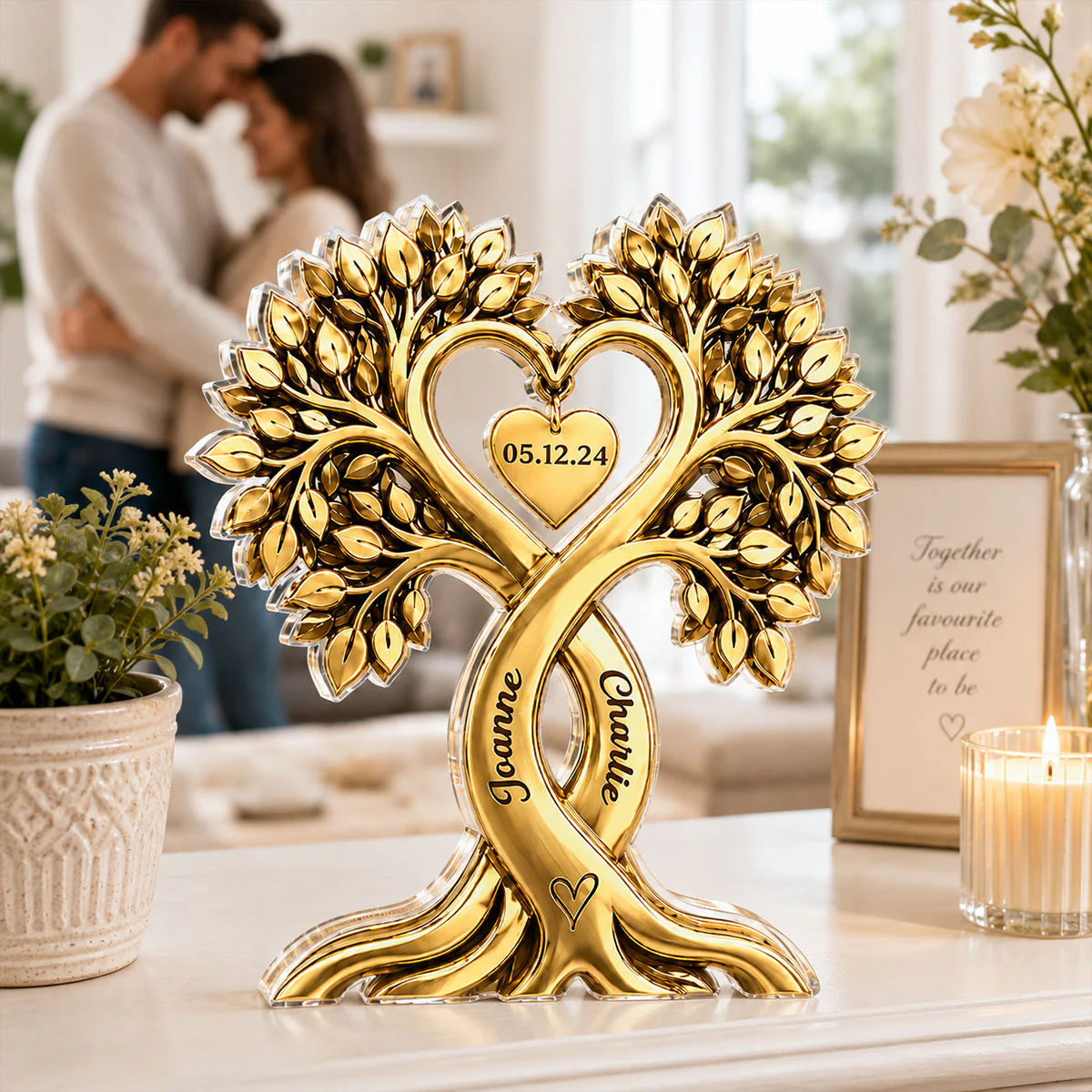 Couple Heart Tree - Personalized Acrylic Block Plaque - Golden Anniversary Gift for Him, Gift for Her - Image 8