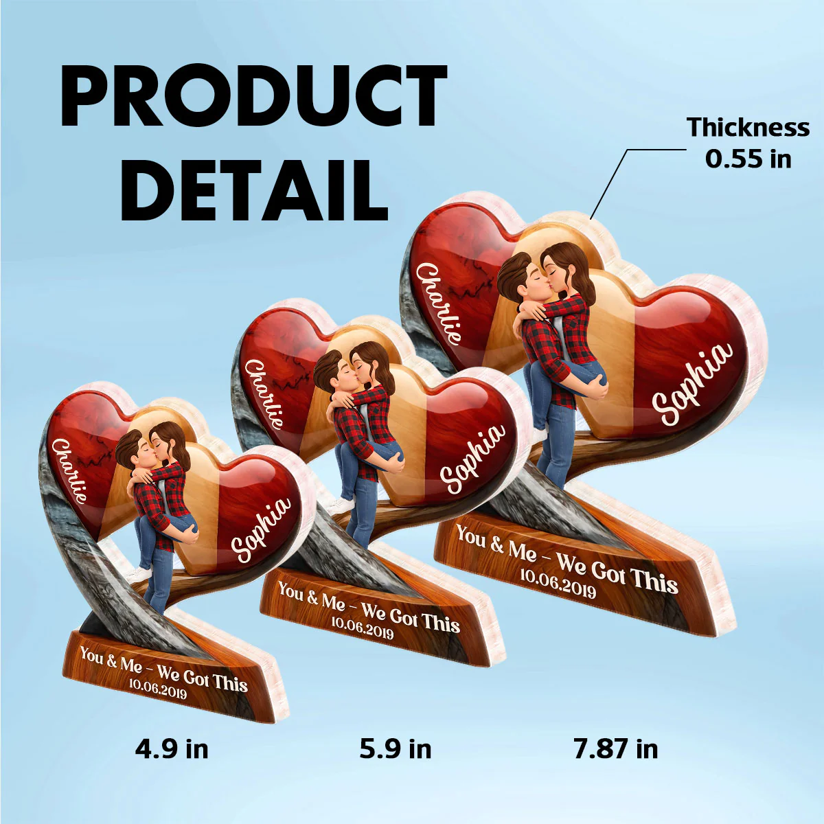 Couple Heart You & Me We Got This - Personalized Acrylic Block Plaque - Anniversary, Valentine's Day Gift, Gift For Him, Gift For Her - Image 8
