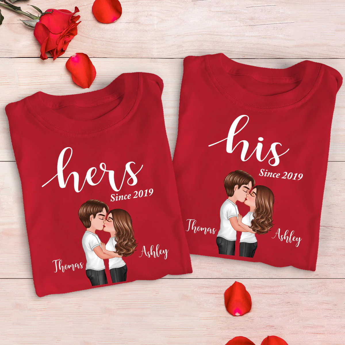 Couple His Her Valentine‘s Day Personalized Matching Shirts [Set of 2 Shirts] - Image 3