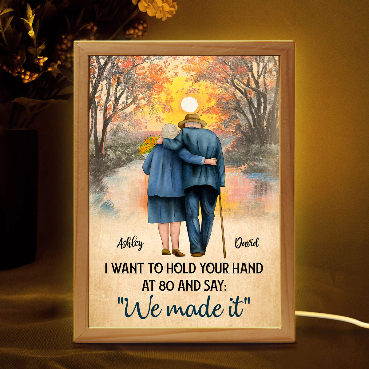 Couple Hold Hands Back View Personalized Luminous Frame Light Box