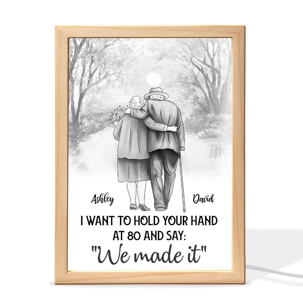 Couple Hold Hands Back View Personalized Luminous Frame Light Box - Image 3