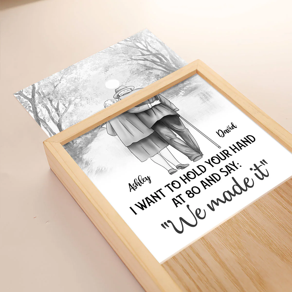 Couple Hold Hands Back View Personalized Luminous Frame Light Box - Image 5