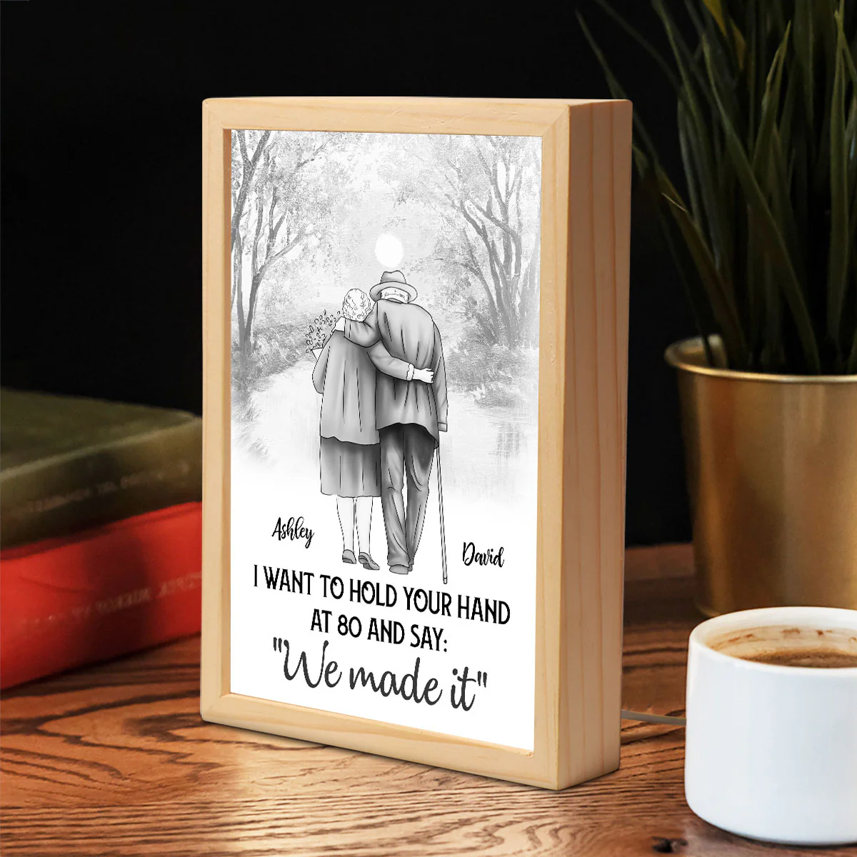 Couple Hold Hands Back View Personalized Luminous Frame Light Box - Image 7