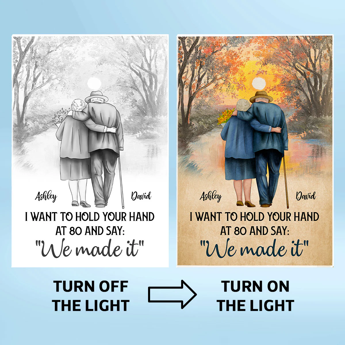 Couple Hold Hands Back View Personalized Luminous Frame Light Box - Image 8