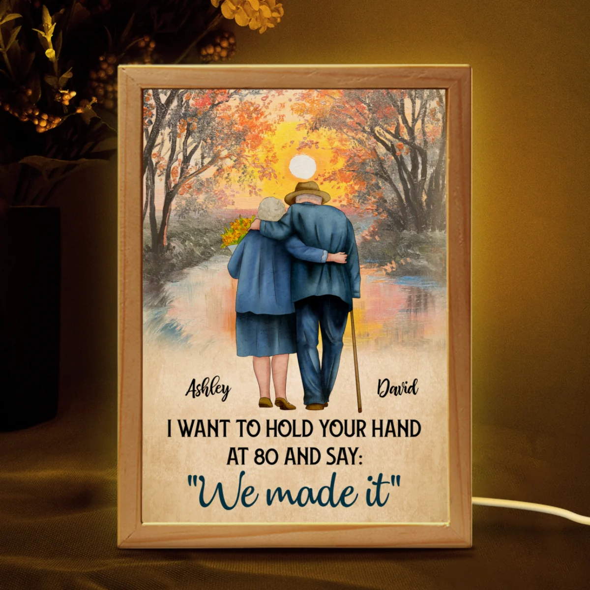 Couple Hold Hands Back View Personalized Luminous Frame Light Box - Image 9