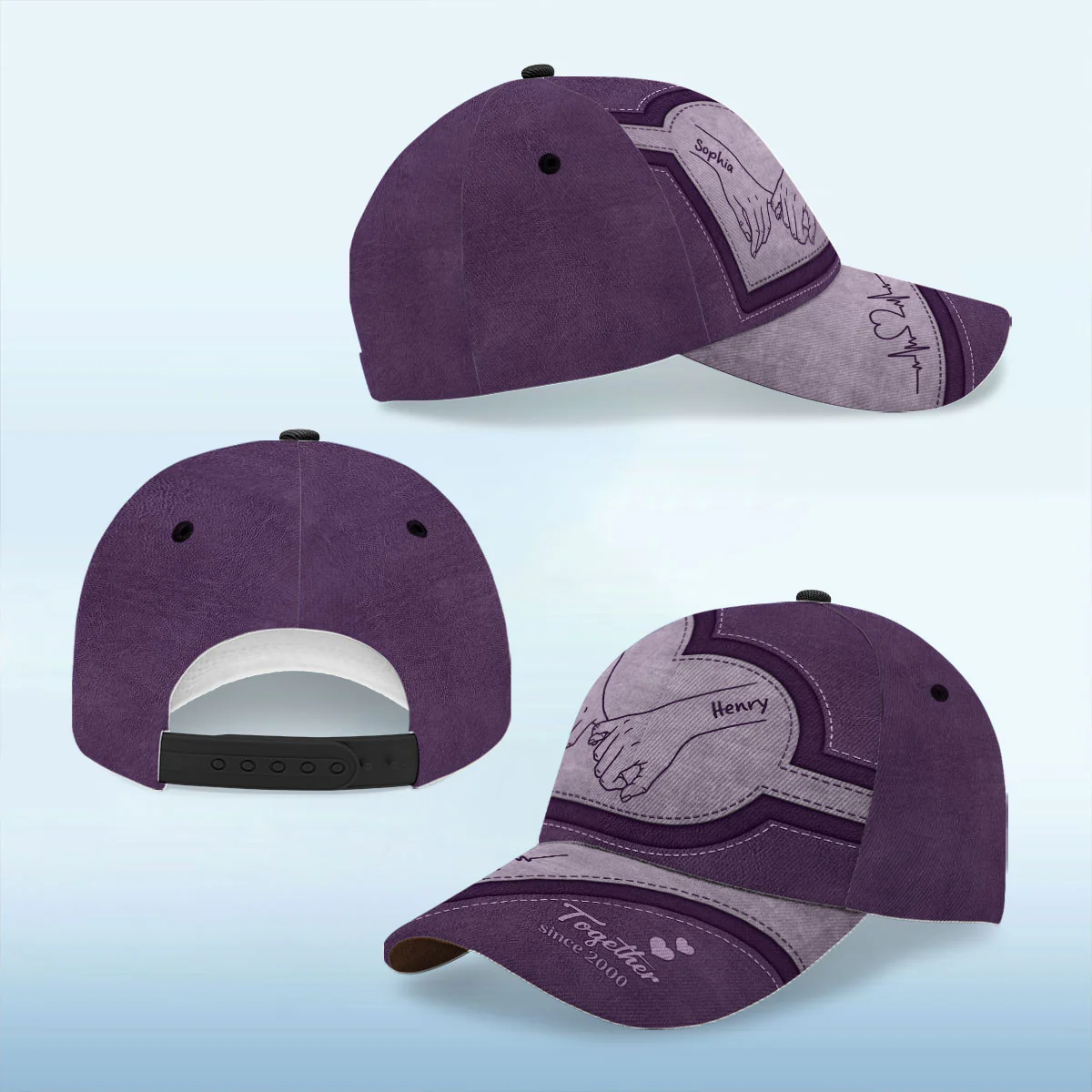 Couple Holding Hands Personalized Classic Cap, Gift For Him, Gift For Her - Image 5