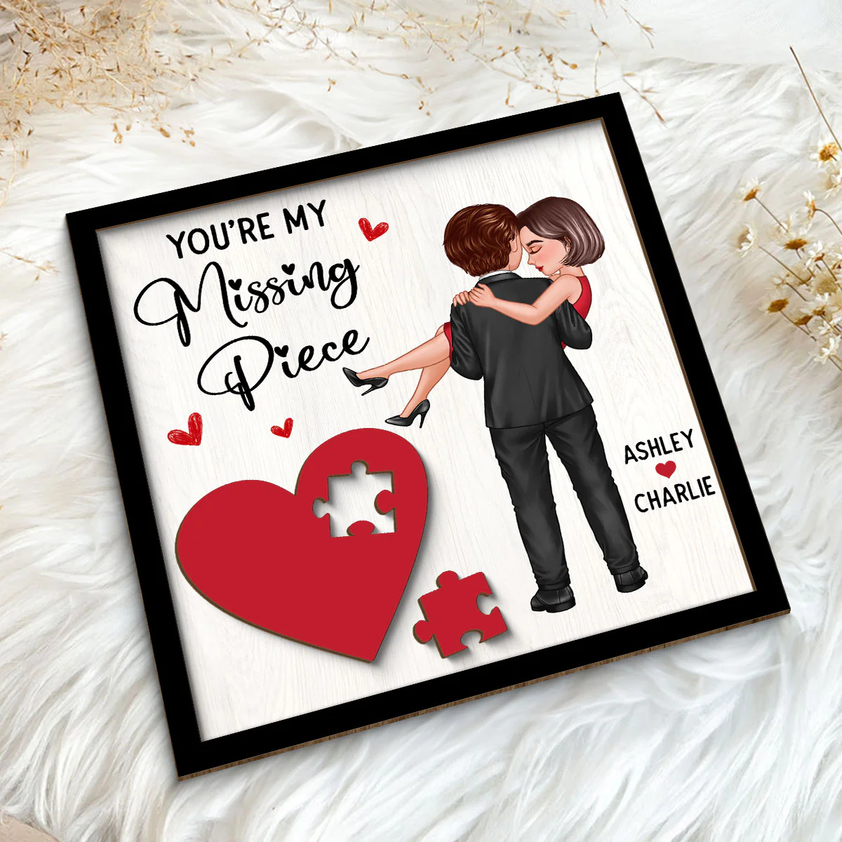 Couple Holding Red Heart Valentine‘s Day Gift For Her Gift For Him Personalized 2-Layer Wooden Plaque, Valentine‘s Day Gift For Him, For Her - Image 5