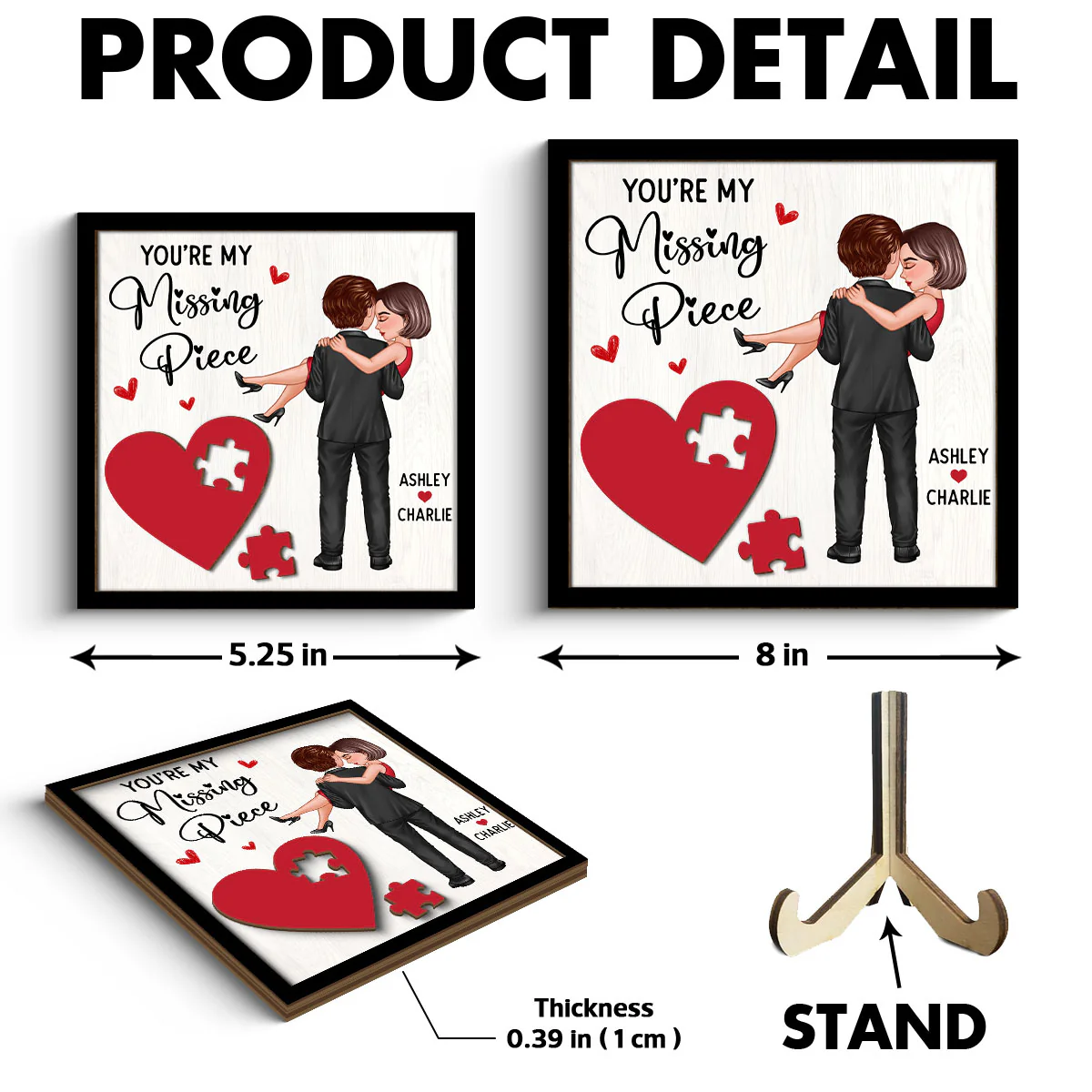Couple Holding Red Heart Valentine‘s Day Gift For Her Gift For Him Personalized 2-Layer Wooden Plaque, Valentine‘s Day Gift For Him, For Her - Image 6