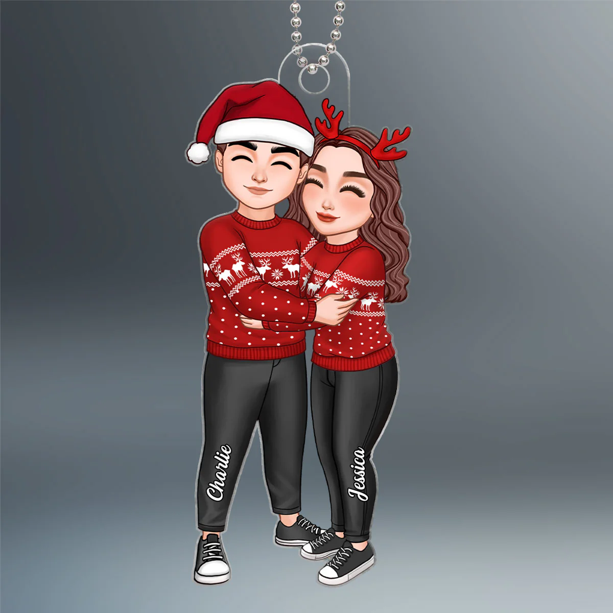 Couple Hugging Christmas Gift For Her Gift For Her Anniversary Keepsake Personalized Acrylic Ornament - Image 2