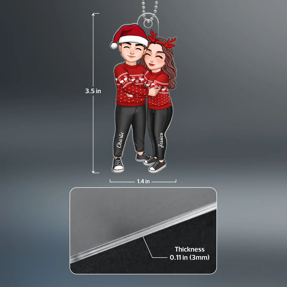 Couple Hugging Christmas Gift For Her Gift For Her Anniversary Keepsake Personalized Acrylic Ornament - Image 4