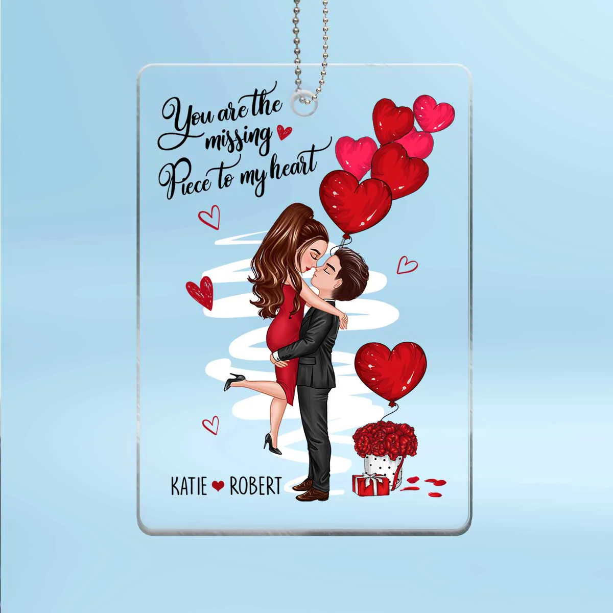 Couple Hugging Kissing Balloon Together Since Personalized Acrylic Ornament - Anniversary Gift For Couple - Gift For Him, Gift For Her - Image 2