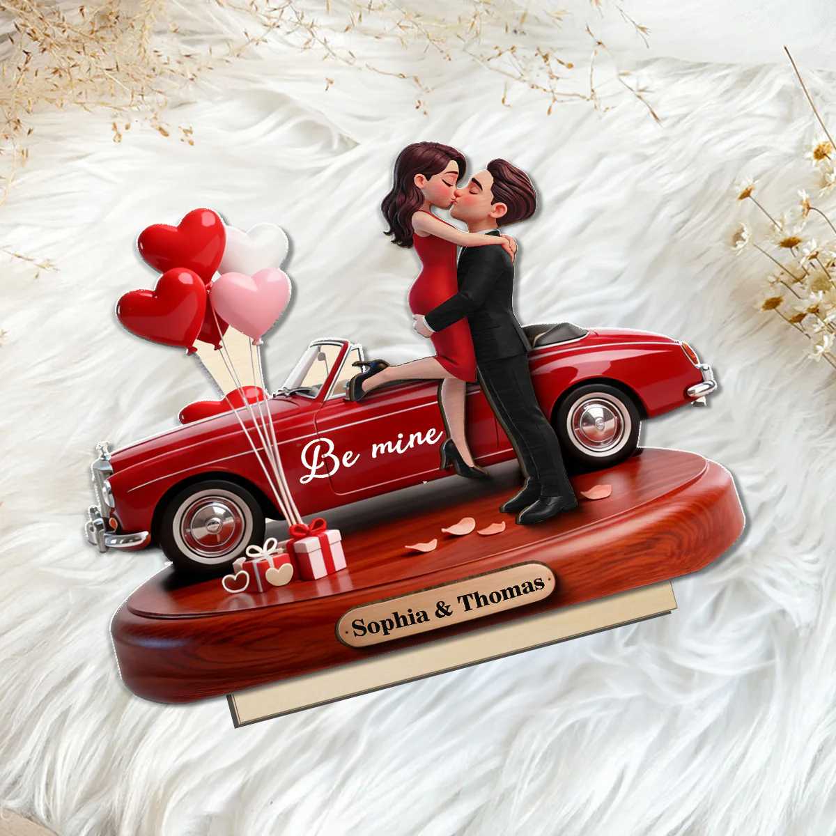 Couple Hugging Kissing Be Mine Valentine - Personalized 2-Layered Wooden Plaque - Valentine's Day Gift For Couple - Image 7